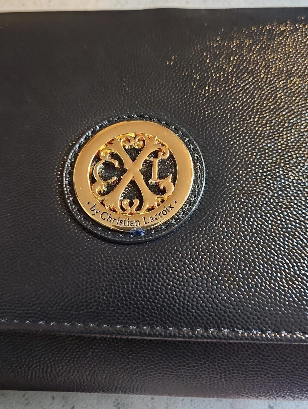Christian Lacroix Nwt  Black Clutch with Gold Medallion